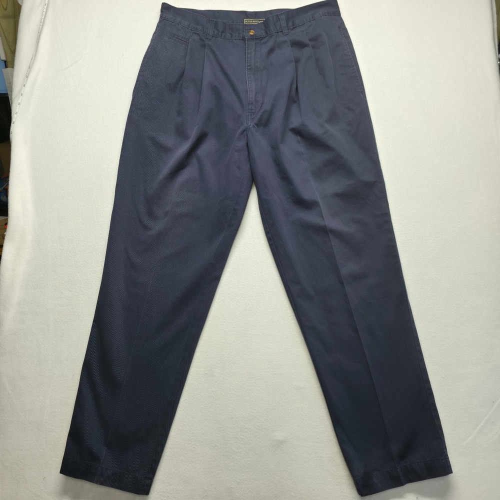 Vintage Bugle Boy Originals Men's Blue Pleated Pants Size 38X34 (37X33.5)
